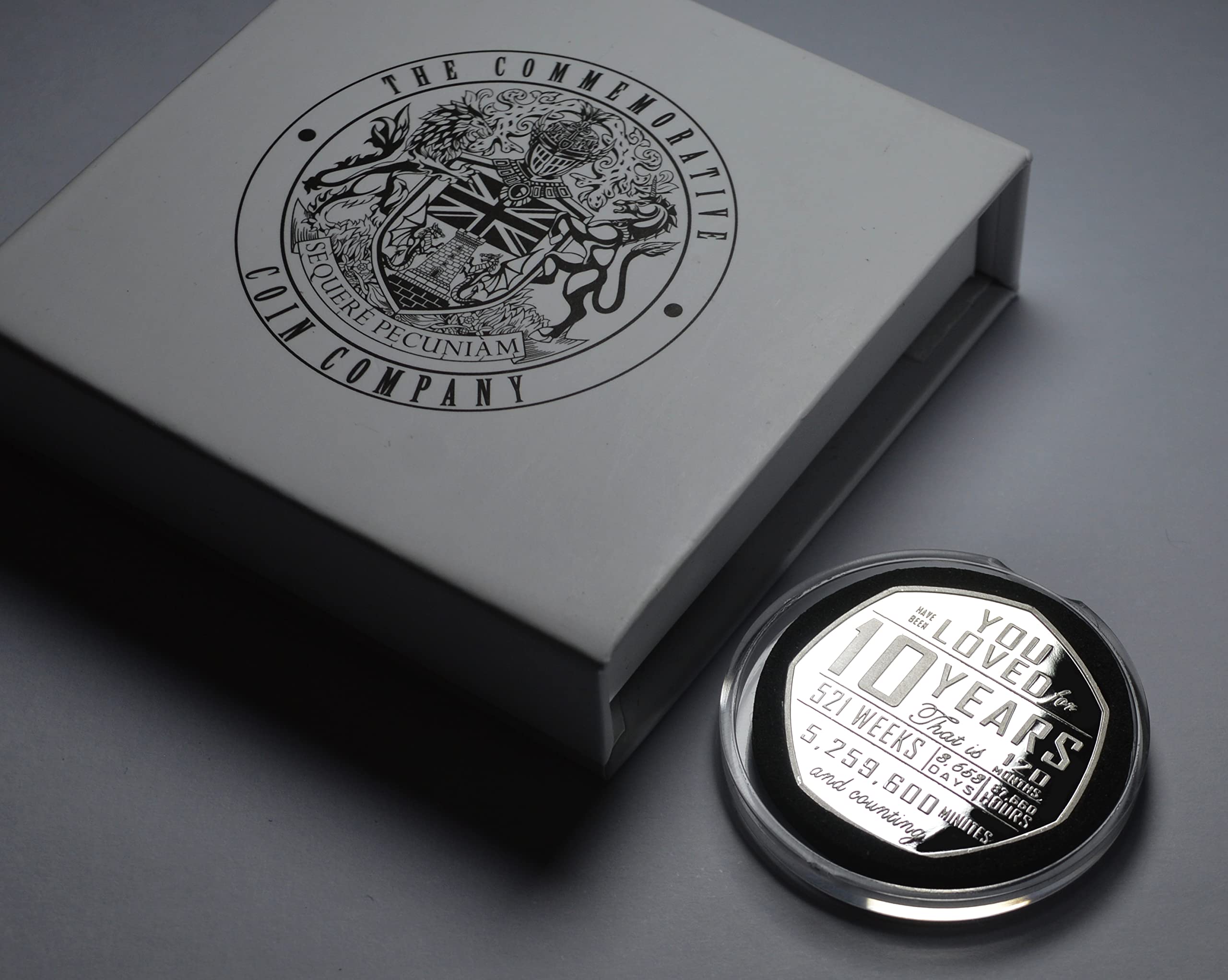 10th Birthday Silver Commemorative in Capsule and Gift/Presentation Box. 10 Years 'But Who's Counting' Gift/Present Congratulations/Party/Ideas Celebrating 10 Ten