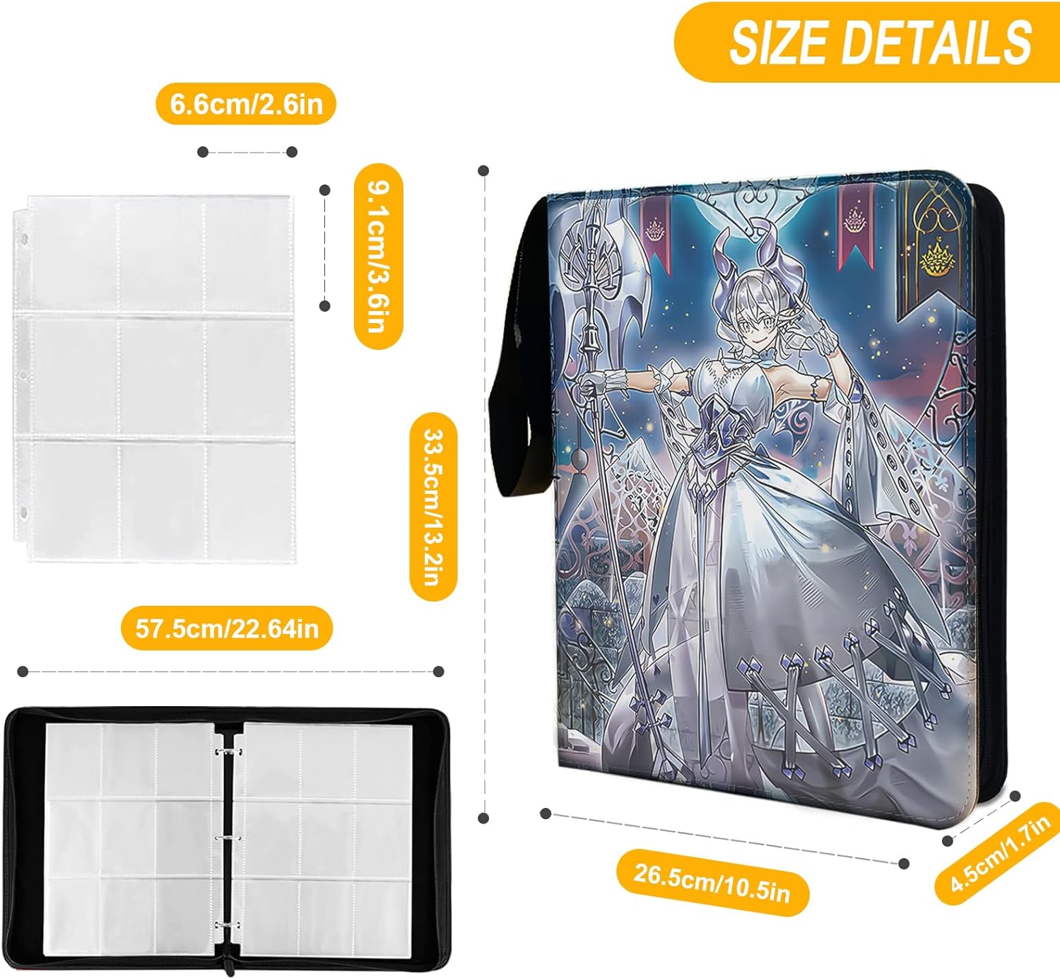 Trading ygo Card Binder, Fits 900 Cards Card Collector Album Holder,with 50 Removable Sleeves Toys Gifts for Boys Girls
