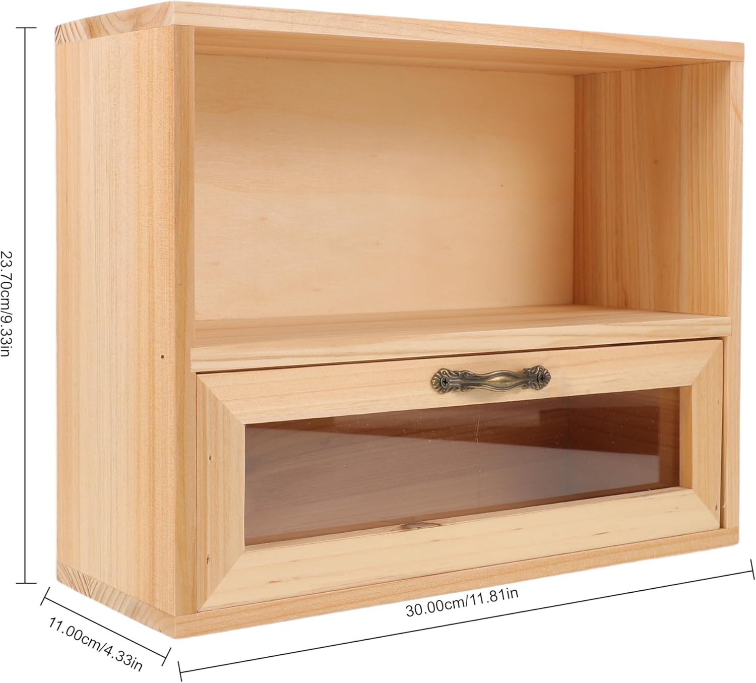 Generic Desk Display Cabinet 2 Tier Wooden Storage Organizer With Drawers Counter Cosmetics Box For Desk Table Top Kitchen Pantry Desktop Spice