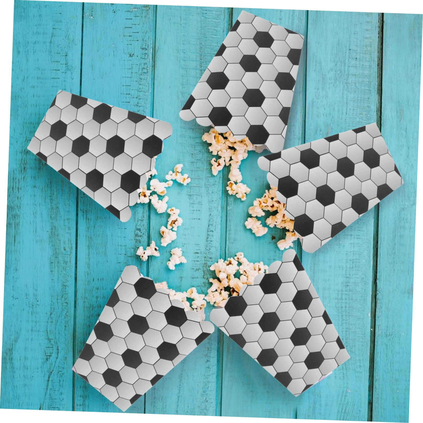 GARVALON 6pcs Soccer Themed Popcorn Boxes Fun Party Popcorn Containers for Birthdays Events Movie for Snacks Treats Party Favors Easy to Carry Multifunctional
