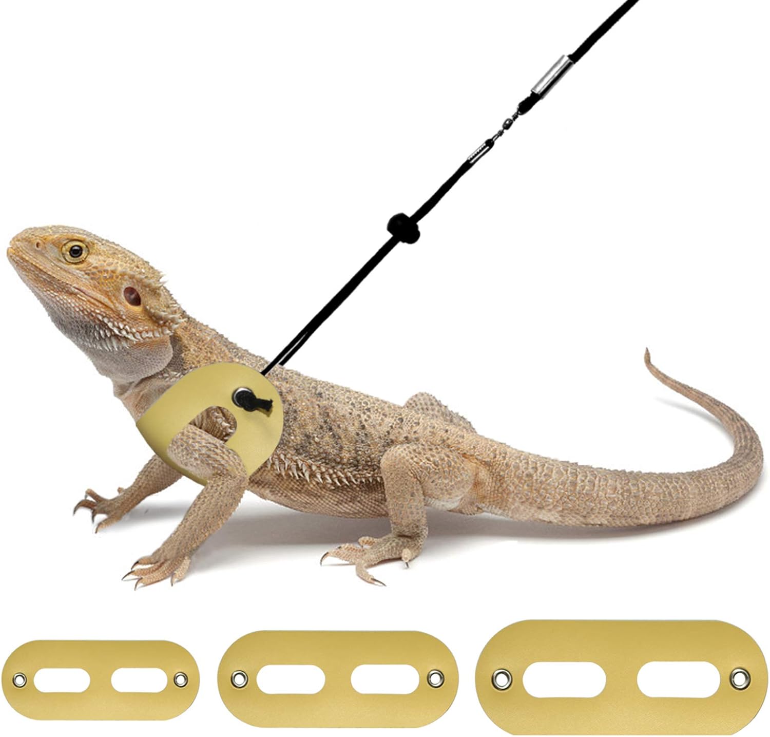 RYPET 3 Packs Bearded Dragon Harness and Leash Adjustable(S,M,L) - Soft Leather Reptile Lizard Leash for Amphibians and Other Small Pet…