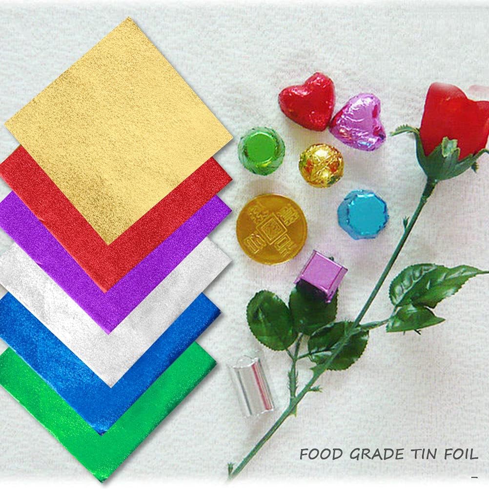600pcs Foil Candy Wrappers, 4x4 inches DIY Square Package Wrapping Papers for Easter Decorations Chocolate Candy Packaging