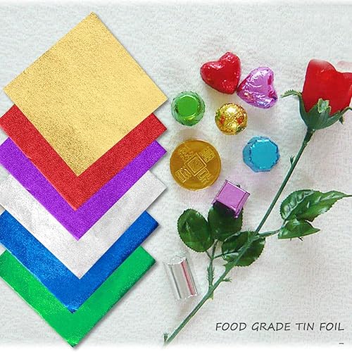 Miniatura 6 de 600 envoltorios de caramelo de aluminio, 4 x 4 pulgadas, paquete cuadrado para embalaje de dulces de chocolate