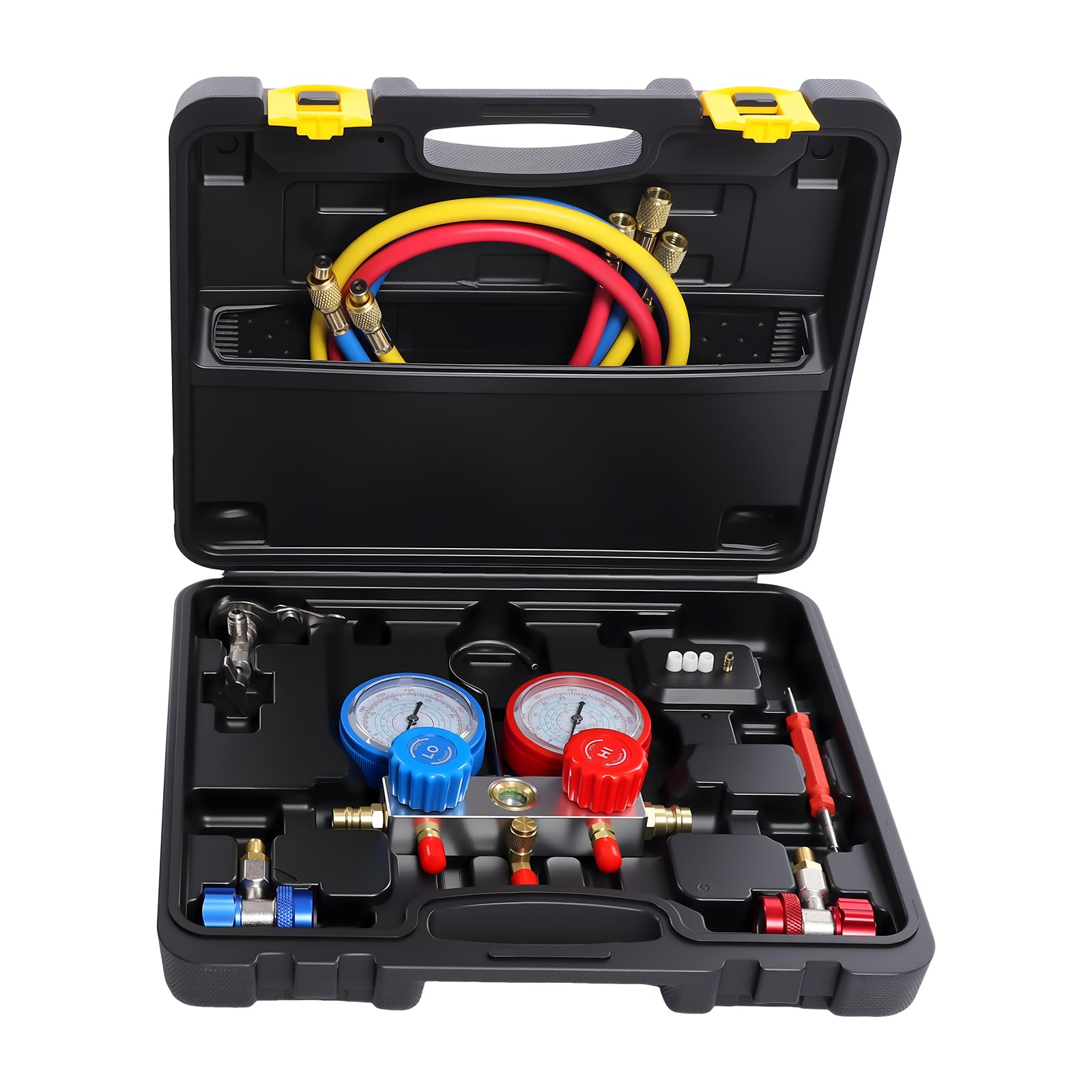 Klimaanlage Monteurhilfe Gauge Set für Kältemittel R134A | Aluminium, Rechteckig, Modern, Schwarz, Klimagas R134a Kältemittel Auto