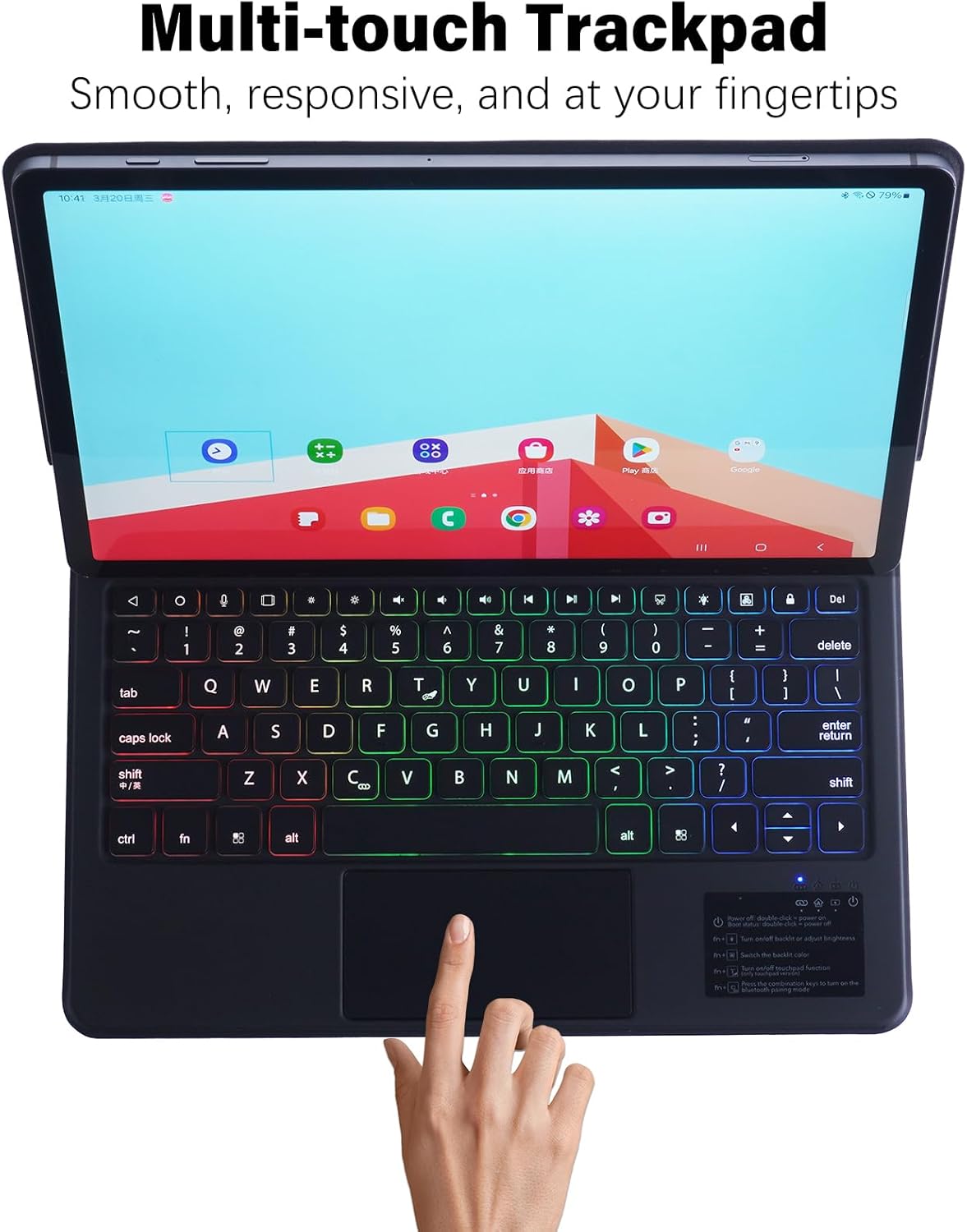 DUNNO Keyboard Case for Samsung Galaxy Tab 12.4 Inch S10+ Plus/S9+ Plus/S9 FE+/S8+ Plus/S7 FE/S7+ Plus, Magnetic Keyboard Case with Floating Cantilever Stand, Multi-Touch Trackpad, Backlit (Black)