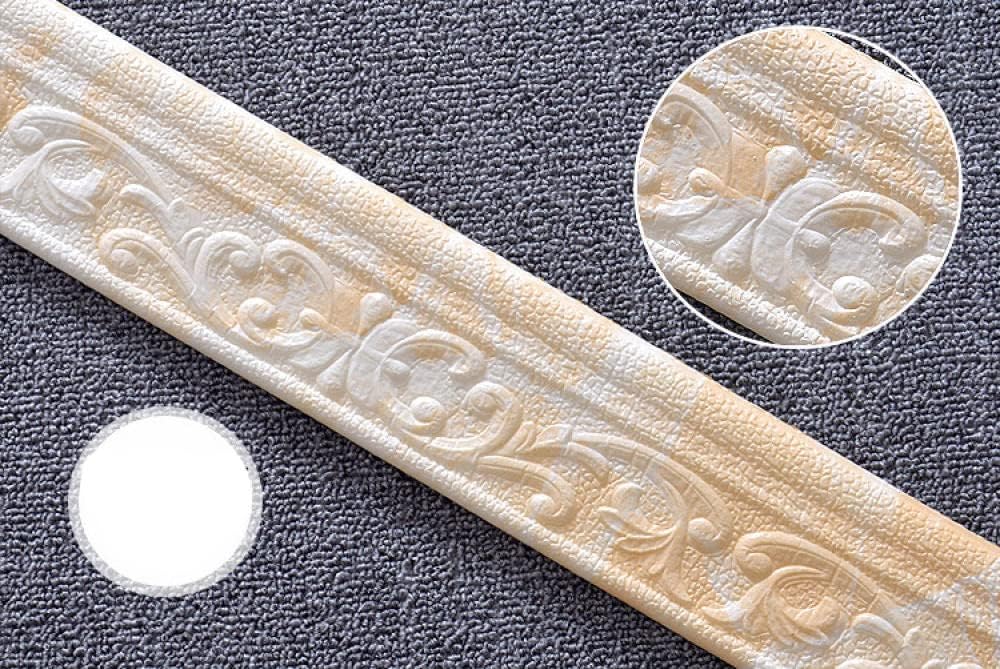 Wallpaper Border Peel and Stick for Bathroom Wall Border Sticker Home Ceiling Decorative Border Grey Embossed European Flowers 8cm X 230cm*2 Pcs
