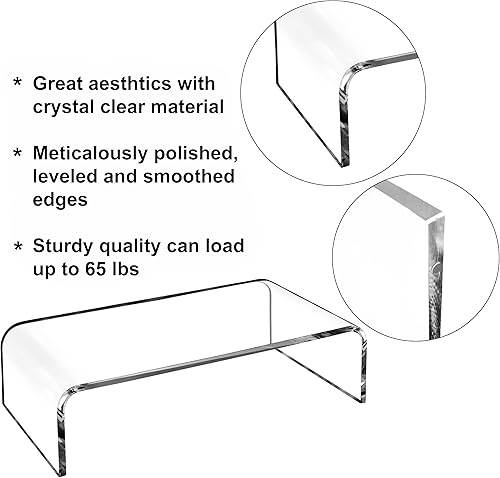 Miniatura 7 de AMT Soporte acrílico para monitor de portátil de 16 pulgadas, elevador de computadora con protector de teclado gato, diseño que ahorra espacio,