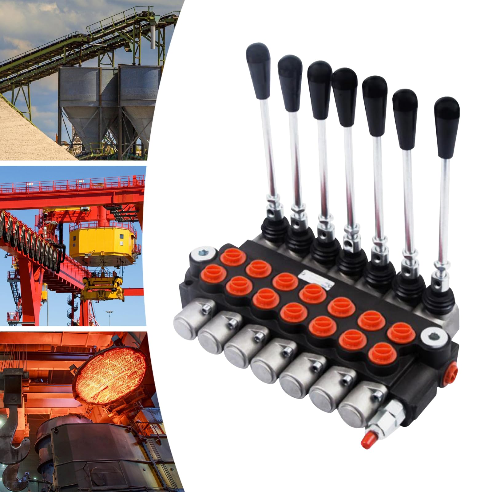 Valvola di controllo manuale idraulica, 7 volti, 60 l/min 13GPM + leva 7 spool P40, valvola di controllo direzionale adatta per piccoli trattori, trattori, spaccalegna e altri dispositivi mobili