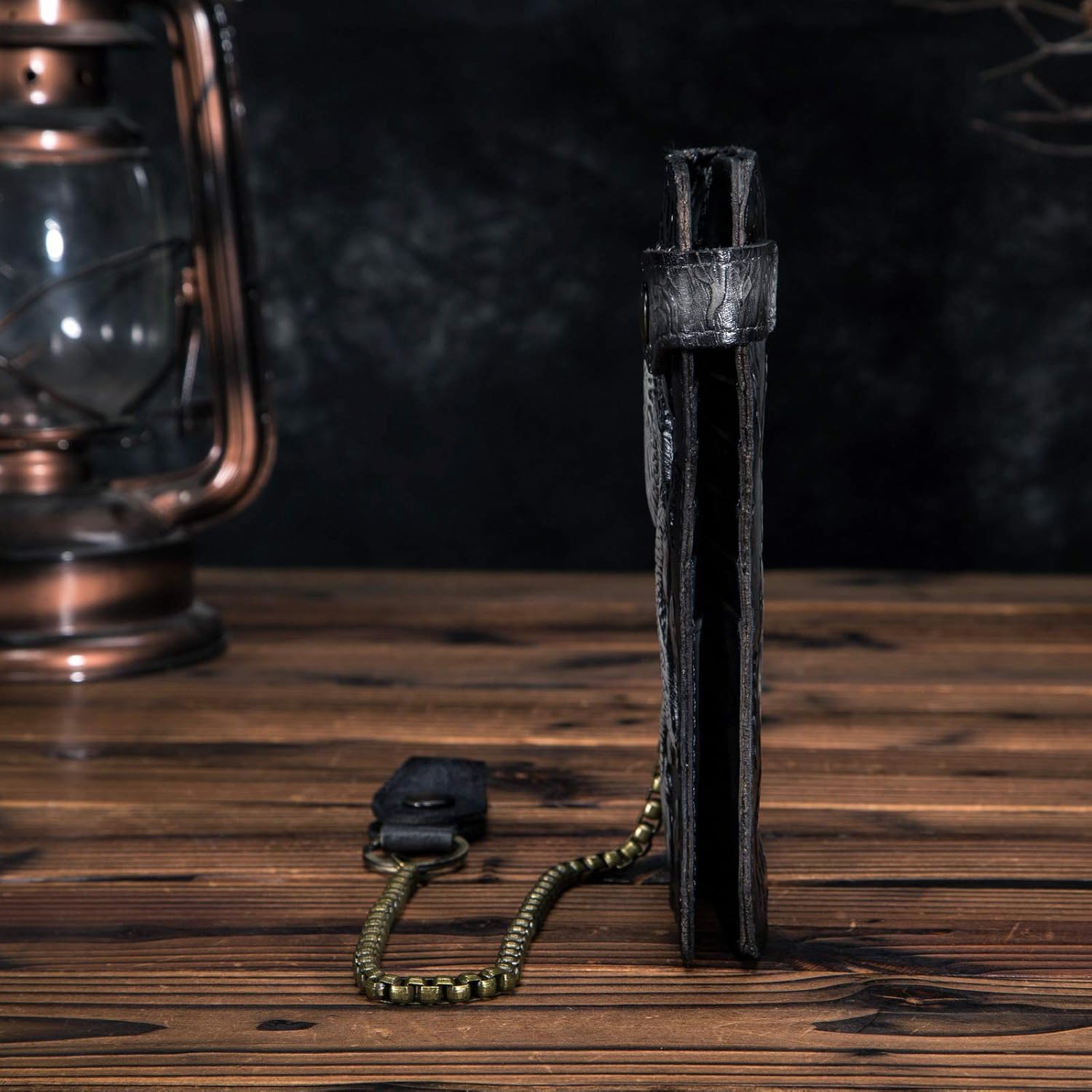 Le'aokuu Mens Genuine Leather Bifold Wallet Organizer Checkbook Iron Chain | Bifold, Organizer, Checkbook, Iron Chain - Image 3