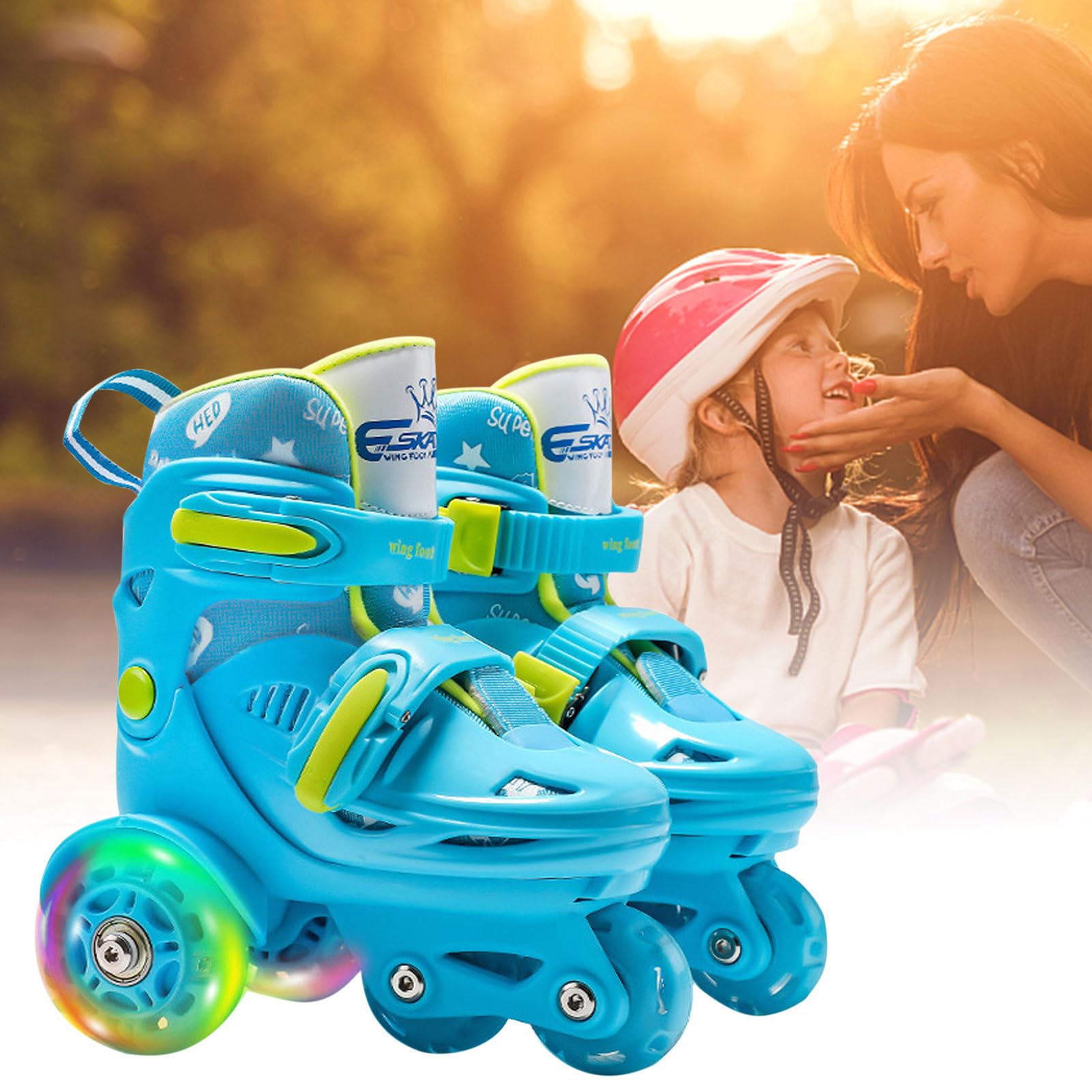 Pattini a rotelle – Pattini a rotelle regolabili con fodera in velluto | Leggero, liscio, comodo supporto per principianti, bambini, adulti, scarpe da pattinaggio, equitazione in interni ed esterni