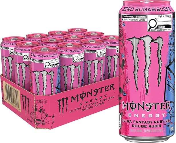 MONSTER ENERGY, Ultra Fantasy Ruby Red, 473 mL Cans (12 Pack) – Zero Sugar Energy Drink - Ultra Fantasy Ruby Red - 12 Pack
