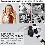 70pcs Computer Cable Ties, Wire Ties, Cord Ties Reusable for Electronics, Hook & Loop Microfiber Cable Ties Extension for Storage, Black & White, 4, 6, 8 inch