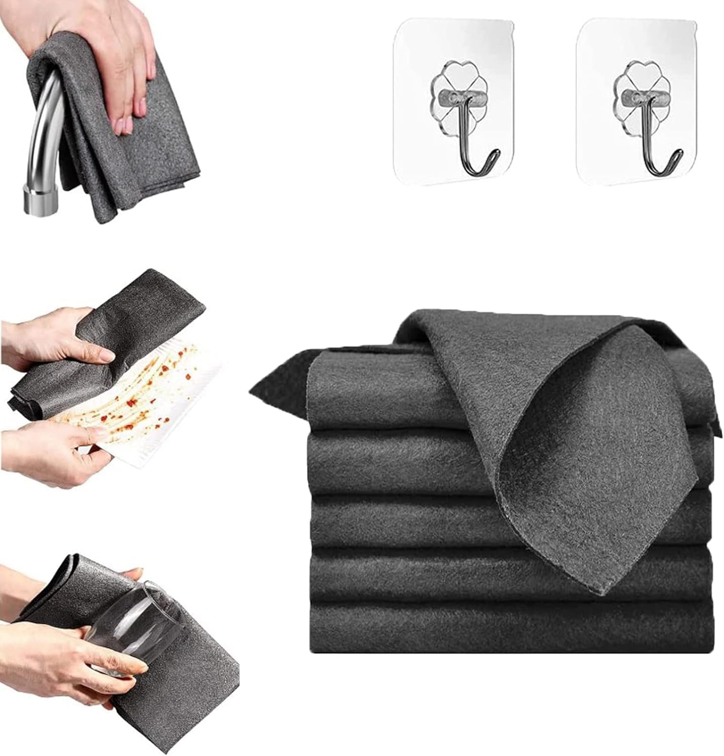 Gienslru 5Pcs Sparklean Cleaning Cloths, Streak Free Microfiber Magic Cleaning Wipes (5Pcs)