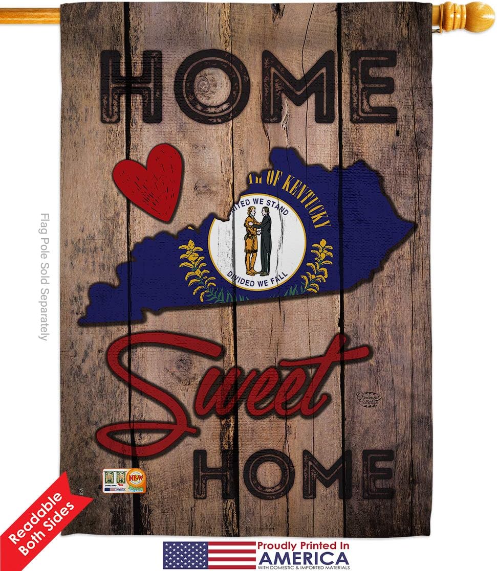 State Kentucky Home Sweet House Flag Americana States USA American Territories Republic Country Particular Area Small Decorative Gift Yard Banner Double-Sided Made In 28 X 40