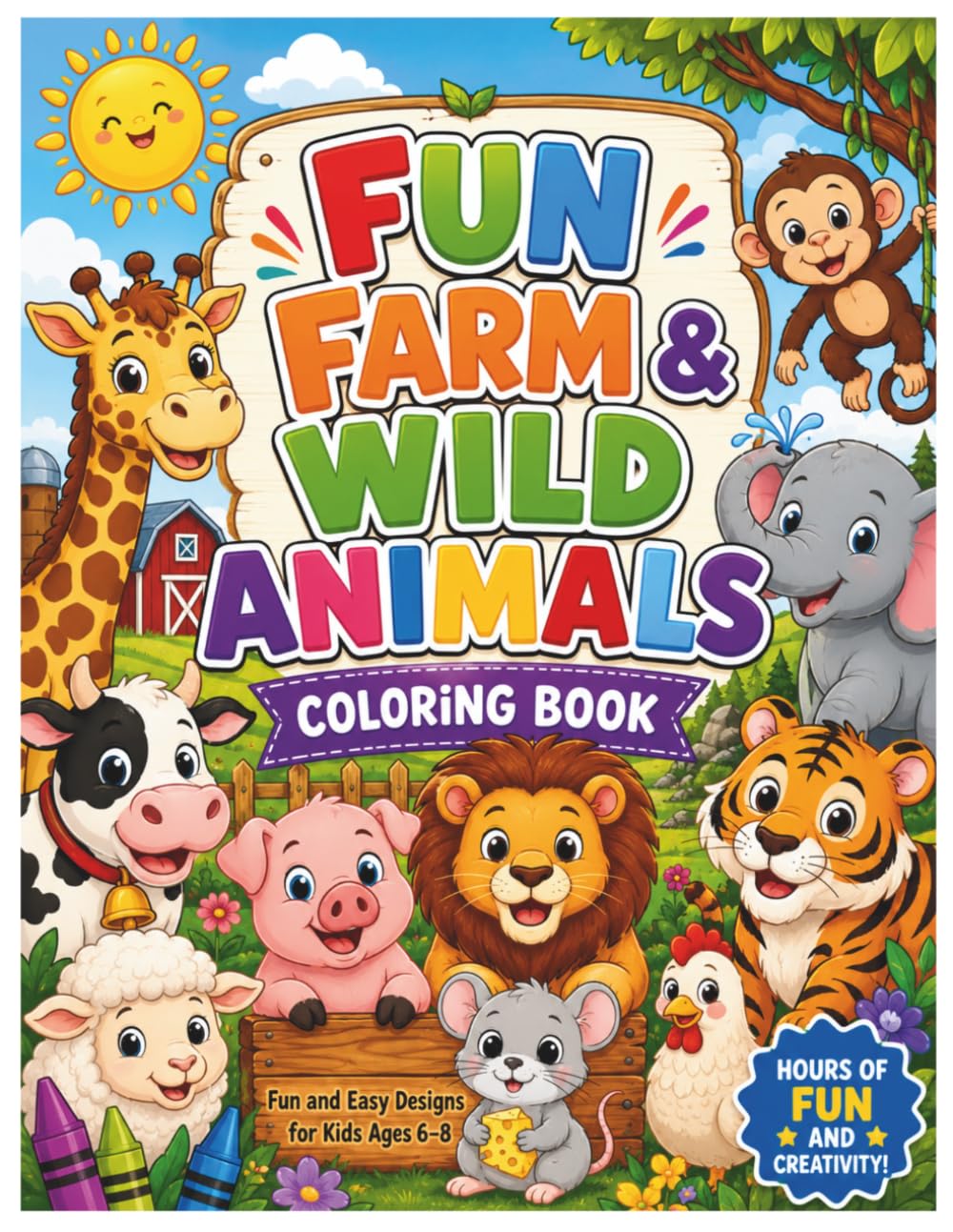 Fun Farm and Wild Animals Coloring Book