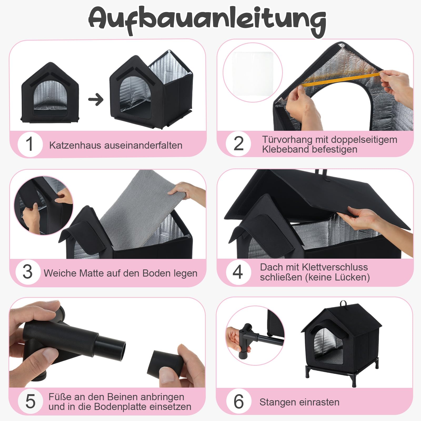 Outdoor-Katzenhaus, abnehmbares Dach, wasserdicht, inkl. Plüschkissen