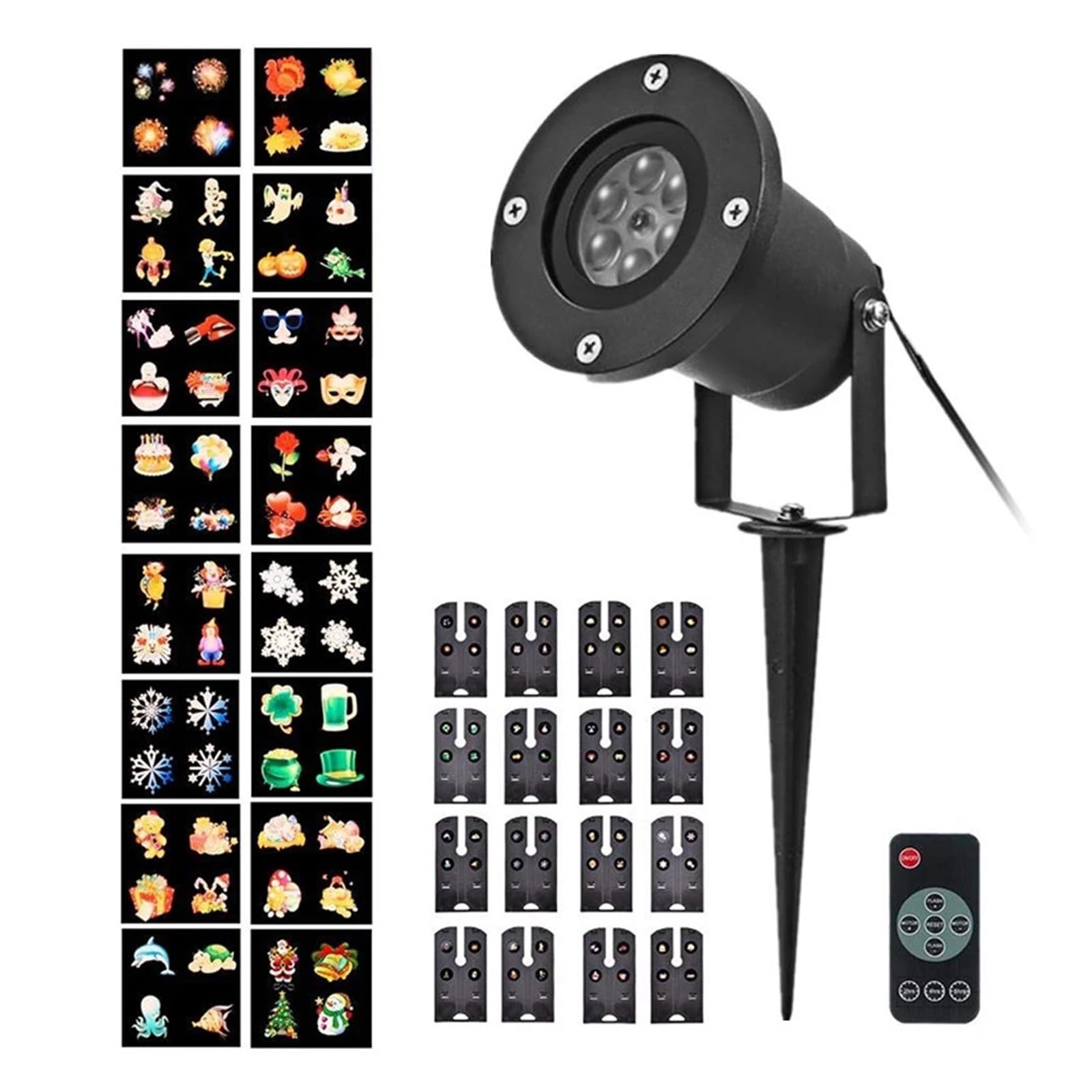 Projecteur Lumières Extérieures Projecteur de flocons de neige de noël, lumières imperméables, 16 cartes de Film, Projection de lumière féerique, décor d'halloween, noël et nouvel an pour le jardin, l