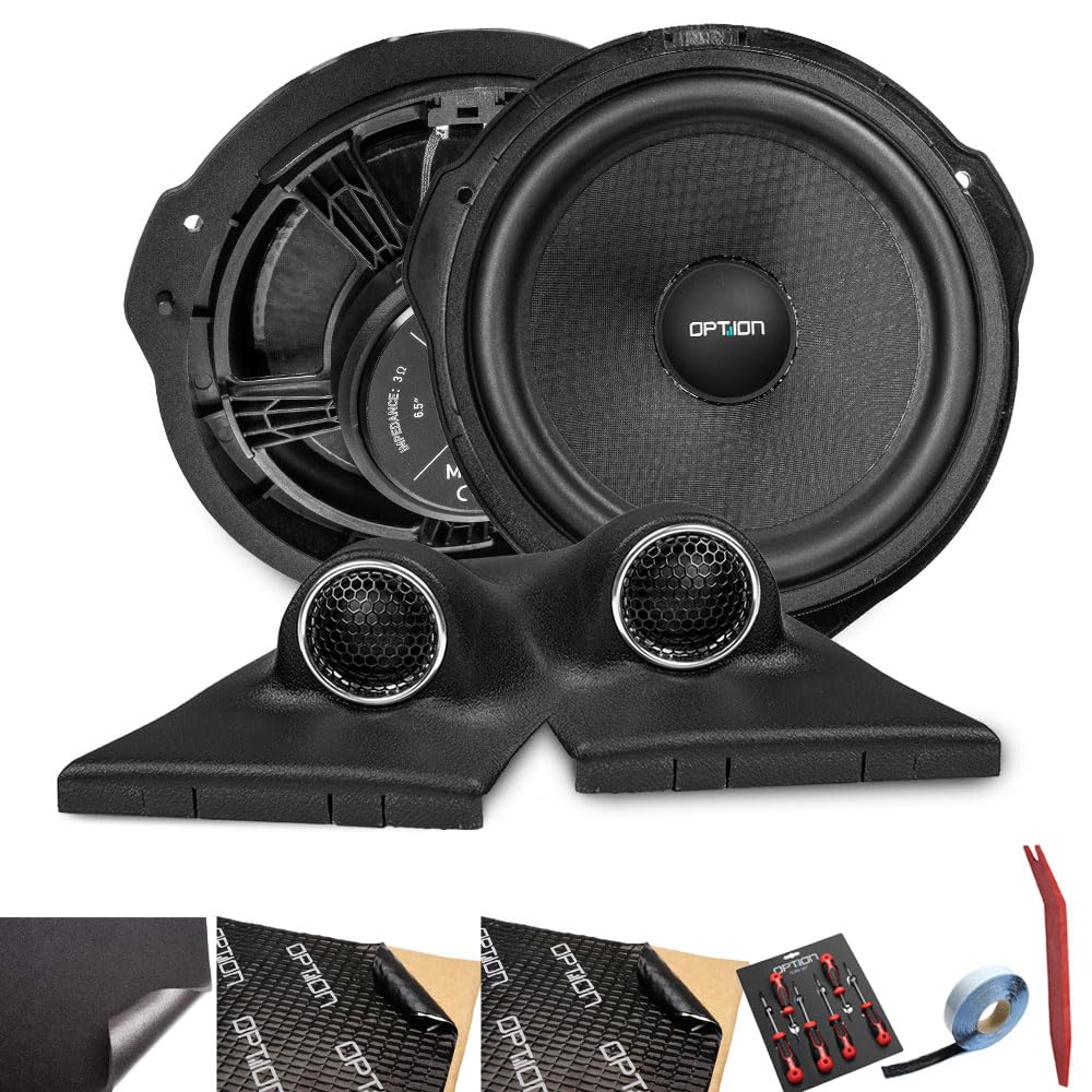 Option Kit de altavoces compatible con Mercedes Clase V W447 – 16,5 cm Plug & Play altavoces frontales con tweeter de tejido de 28 mm, incluye aislamiento y accesorios