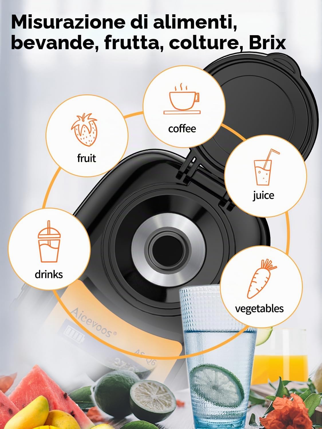 Q6 Rifrattometro Brix Digitale, Mostimetro per Vino, Rifrattometro UVA Compensazione Automatica della Temperatura Gamma Rifrattometro Brix 0-35%，±0,2% Precisione