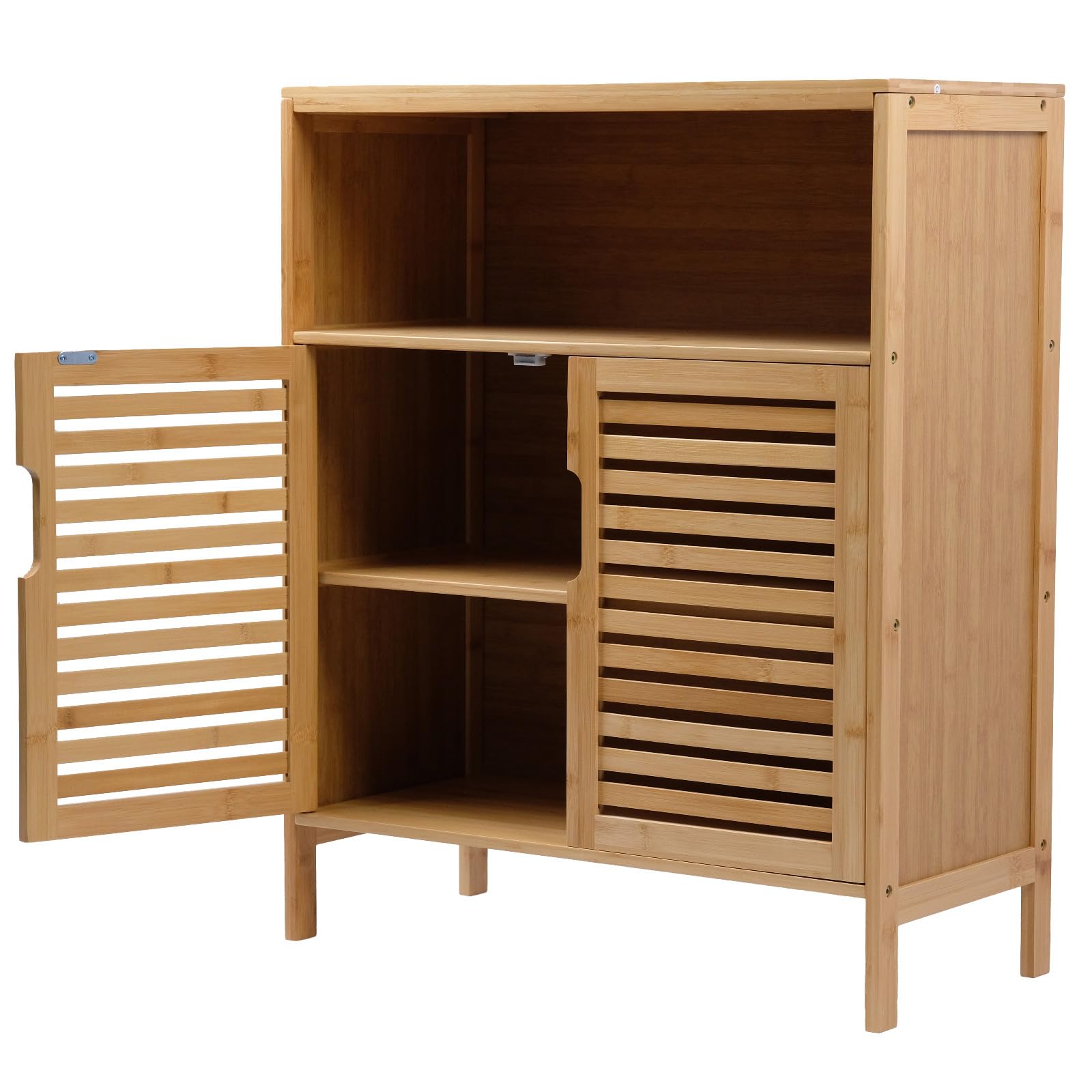 Armadietto da bagno in bambù, con 3 ripiani, 81 x 65 x 31 cm, colore naturale