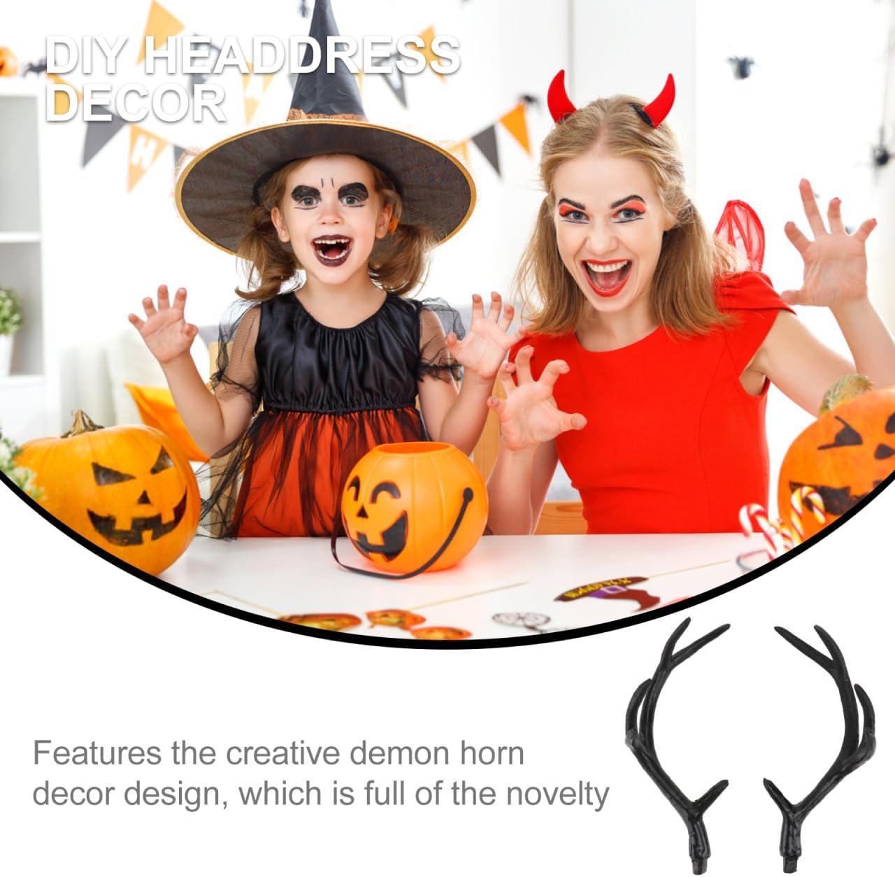 KESYOO Deer Antlers Headband Costume Plastic Fake Antlers Black Horns Fawn Horn Halloween Cosplay Costume for Men And Women (Black)