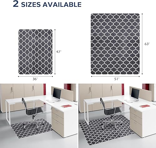 Miniatura 3 de Tapete para silla de suelo duro, tapete para silla de oficina de 63 x 51 pulgadas para suelo de madera dura, protector de piso de alta calidad,