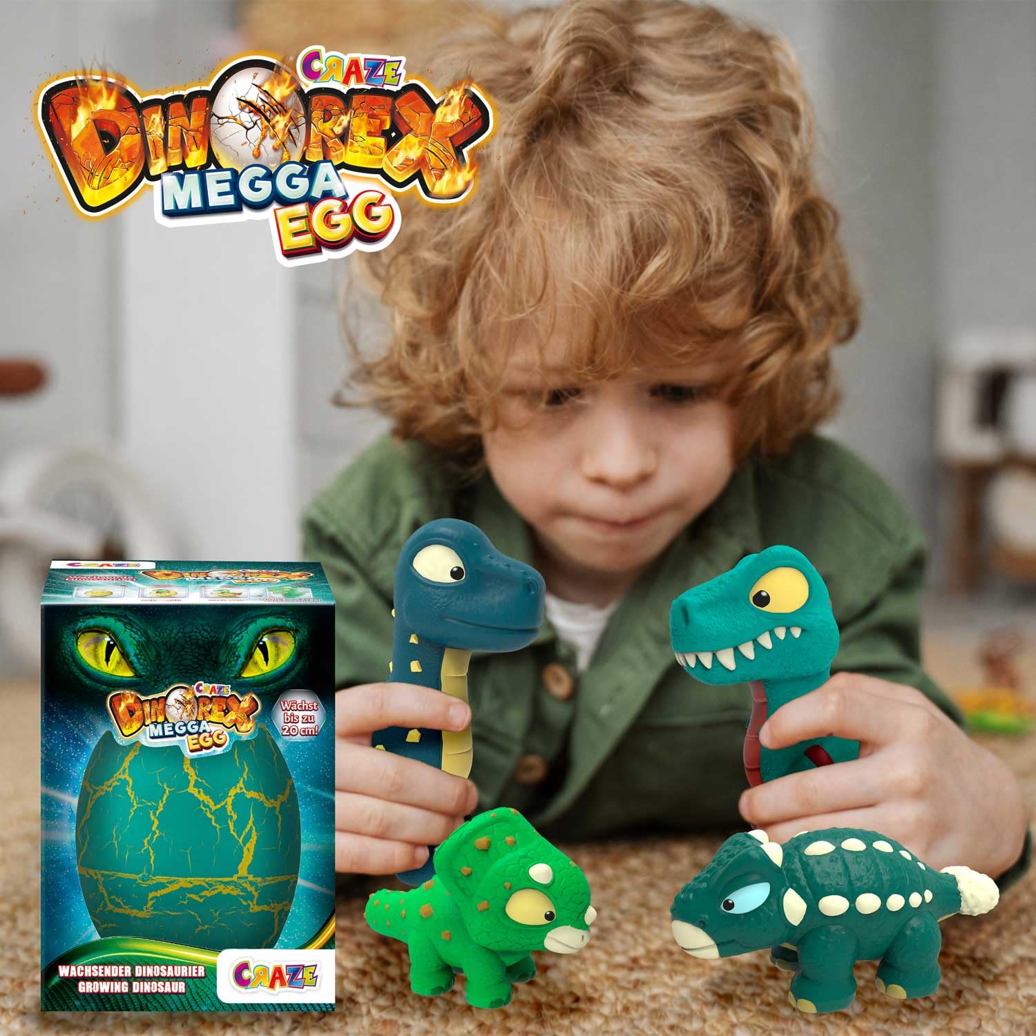 CRAZE Mega Egg DINOREX Juguetes de Dinosaurios para incubar Que Crecen en Agua, Huevos de Pascua con Sorpresa de Dinosaurio