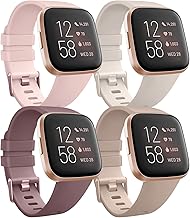 4 Packs de bracelets compatibles Fitbit Versa 2 / Lite / Versa - Remplacement en silicone (S, Pack F)