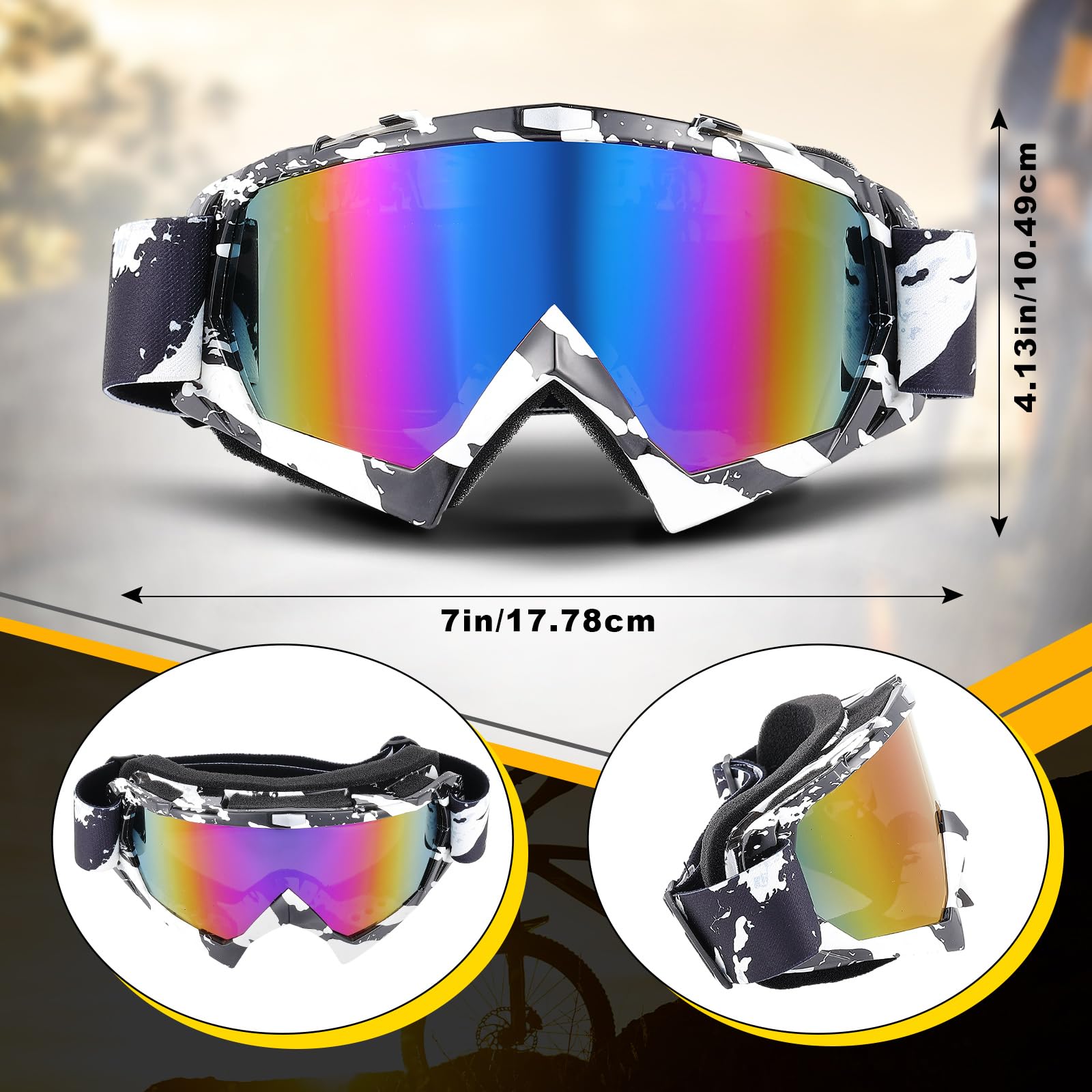 Tallew 4 paia di occhiali da moto da cross, da corsa, ATV, unisex, per sport e sci (classici)