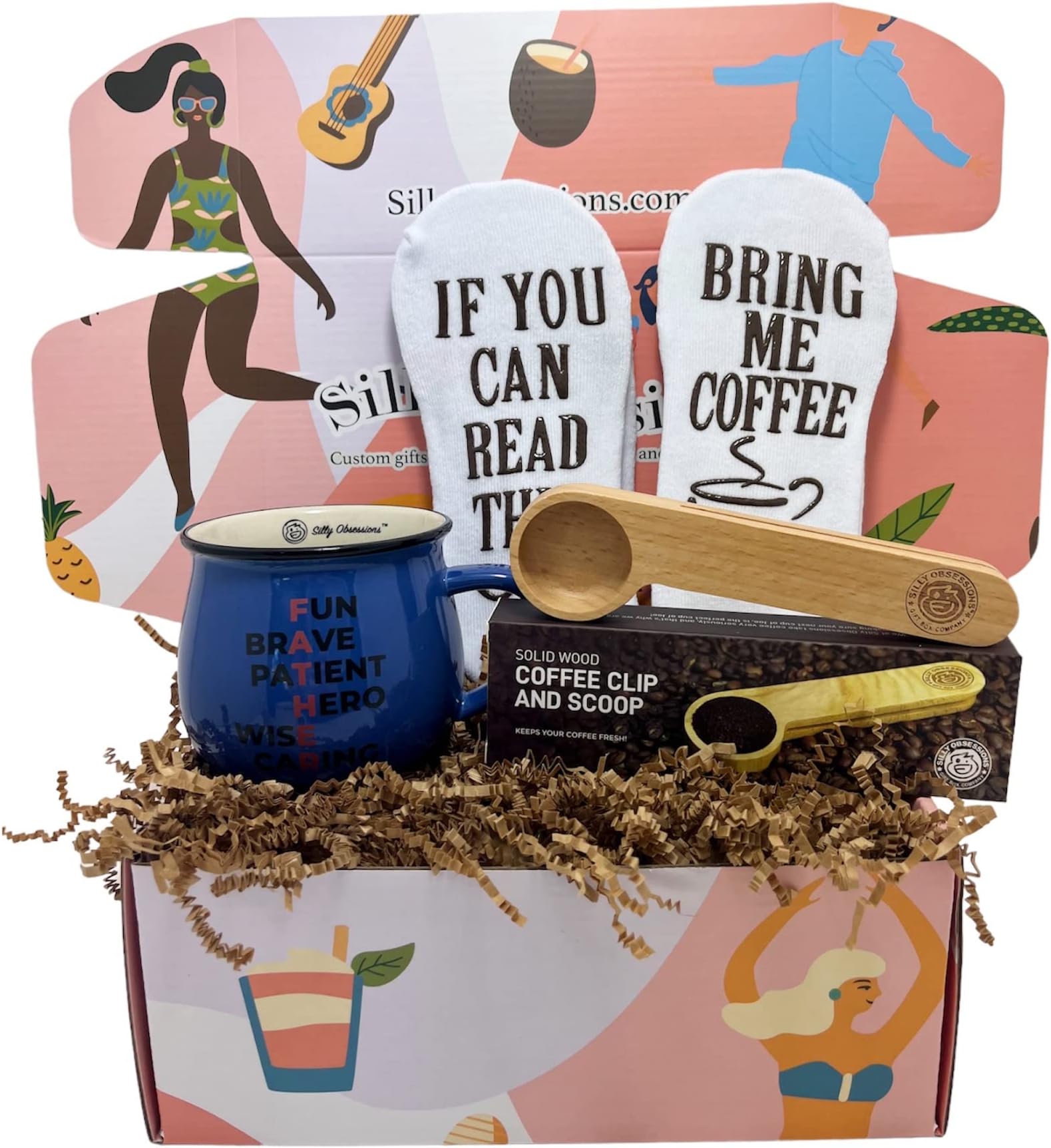 Silly Obsessions Gift Box for Father . Birthday Gift Basket for Dad, Husband. Gift Box Set for New Dad, Father's Day. Fathers day Gift Set for Dads