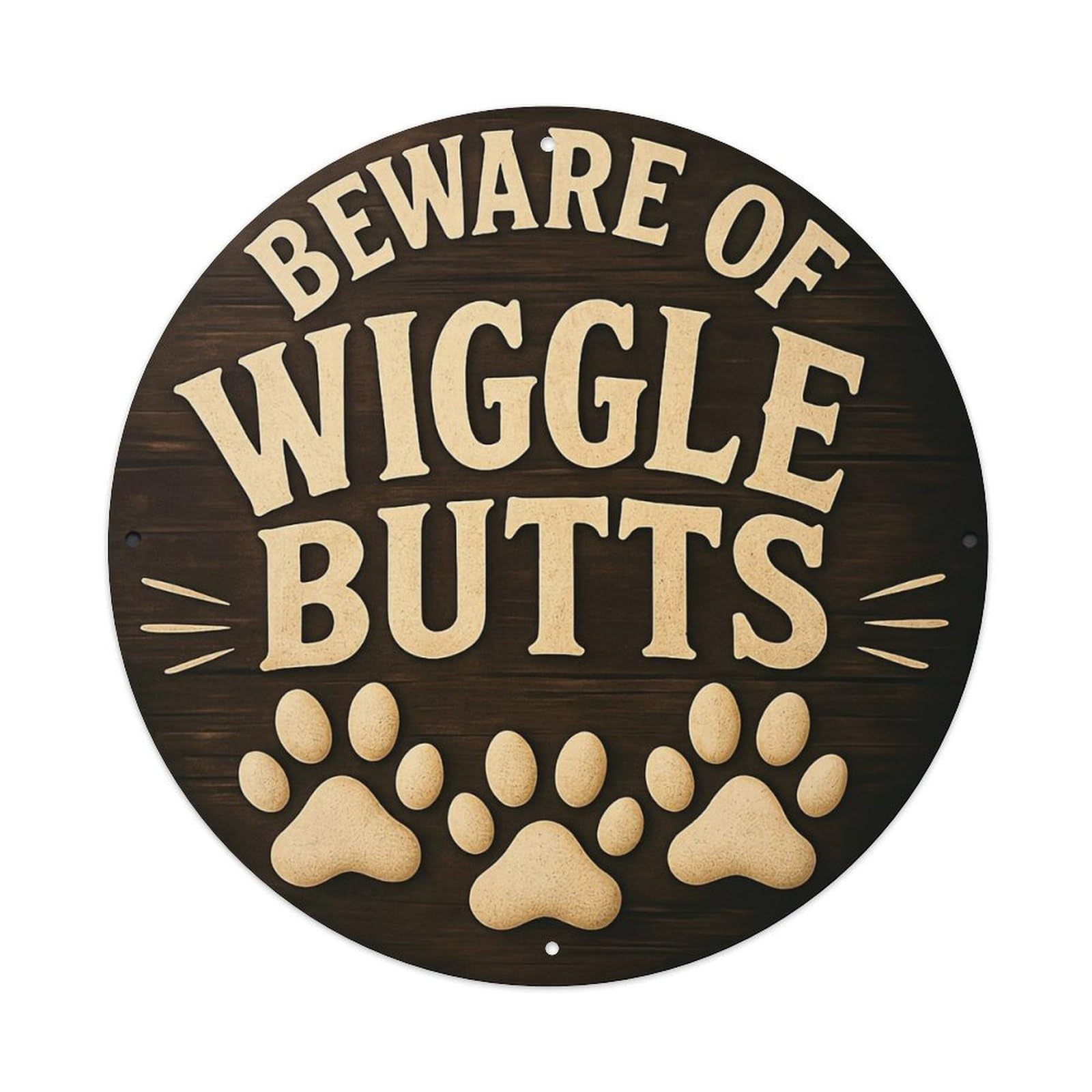 Beware Of Wiggle Butts Sign_1 Tin Sign Metal Poster Vintage Metal Signs for Home Man Cave Bar Cafe Kitchen laundry room Wall Decorations 8x8 inches