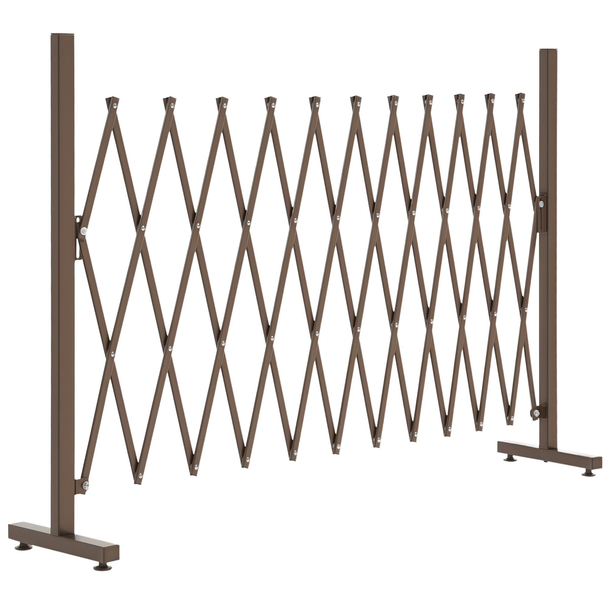 Outsunny Aluminum Alloy Movable Fence Foldable Garden Screen Panel, Dark/Brown
