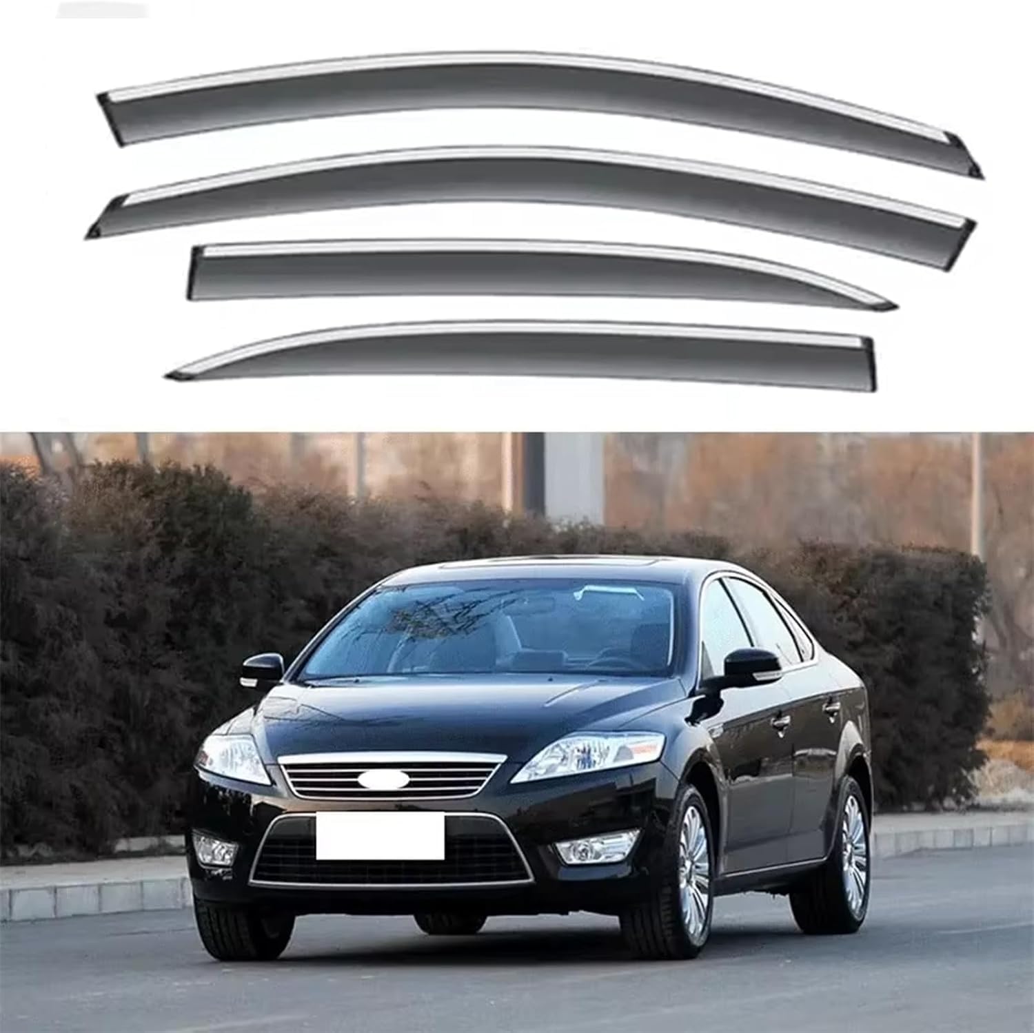 Acwyahso Rain Guards Wind Deflectors for Ford Mondeo 2009-2012, 4Pcs Vent Visors, Allows Fresh Air & Keeps Rain Out, No-Drill Install