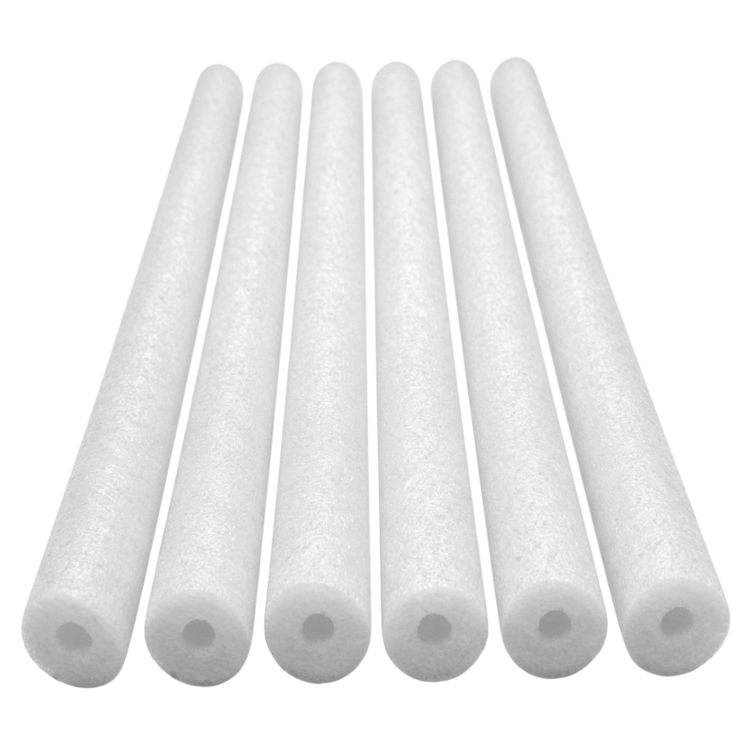 Pool Noodles Bulk 6 pezzi galleggiante in schiuma PE cavo da 59 pollici assorbente antiurto antiscivolo per lavoretti da spiaggia fai da te bianco
