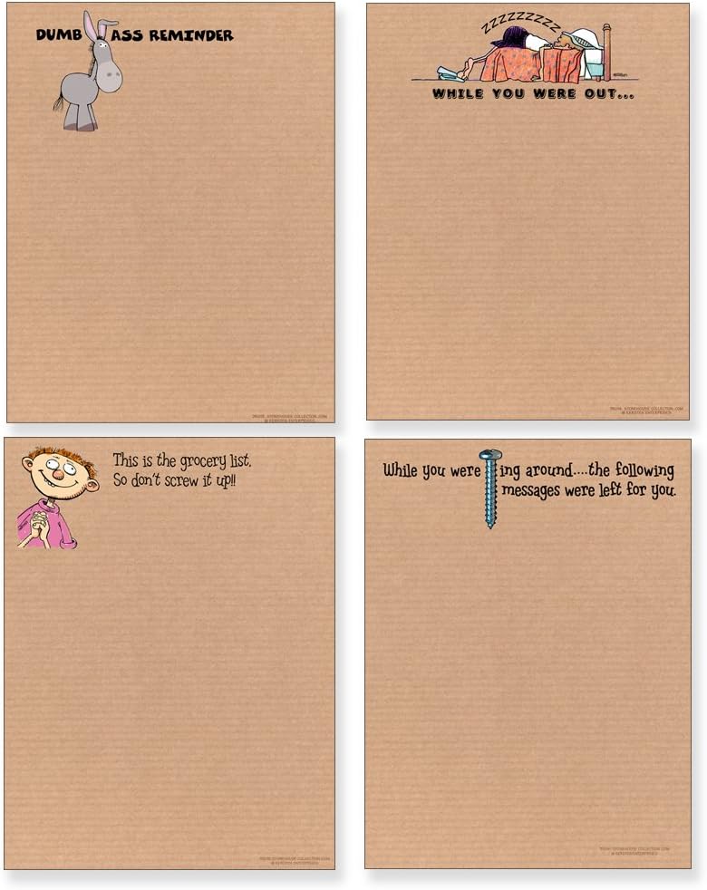 Funny Notepad Assorted Pack - 4 Humorous Notepads - Great Gift Idea