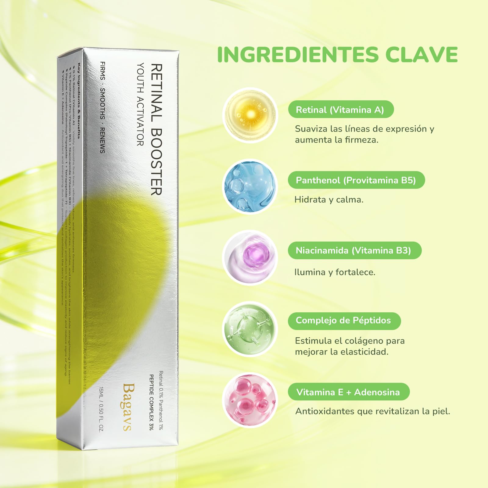 Sérum de Retinol con Retinal Booster, Niacinamida, Pantenol y Péptidos – Skin Care Antimanchas y Antiarrugas, Ayuda a Mejorar la Apariencia de Poros y Ojeras — view 4
