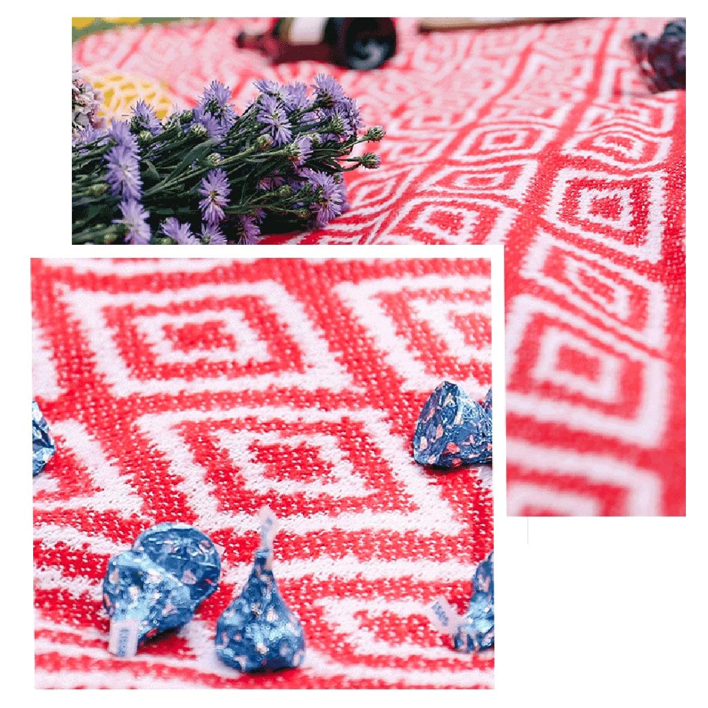 Tapis de Pique-Nique de Plage, Tapis de Pique-Nique d'extérieur rétro Style Nordique imperméable et épais pour Le Camping et Les Voyages (Coton), Couverture de Voyage (Bleu 190 x 250 cm (74,