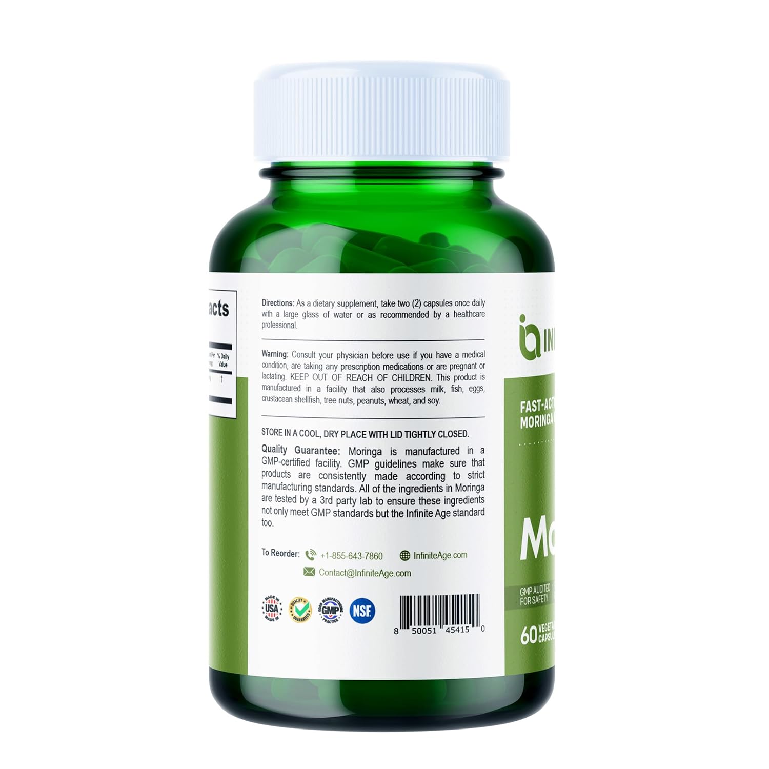 INFINITE AGE Wellness Bundle - Sea Moss Advanced 1250mg, Moringa Powder Organic Supplement 1000mg - Made in The USA