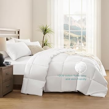 ACCURATEX Twin Duvet Insert Comforter,100% Cotton Shell, 400GSM Thick Fluffy Down Alternative Comforter,Breathable Soft White Hotel Bed Duvet Insert with Corner Tabs (68''x88'')