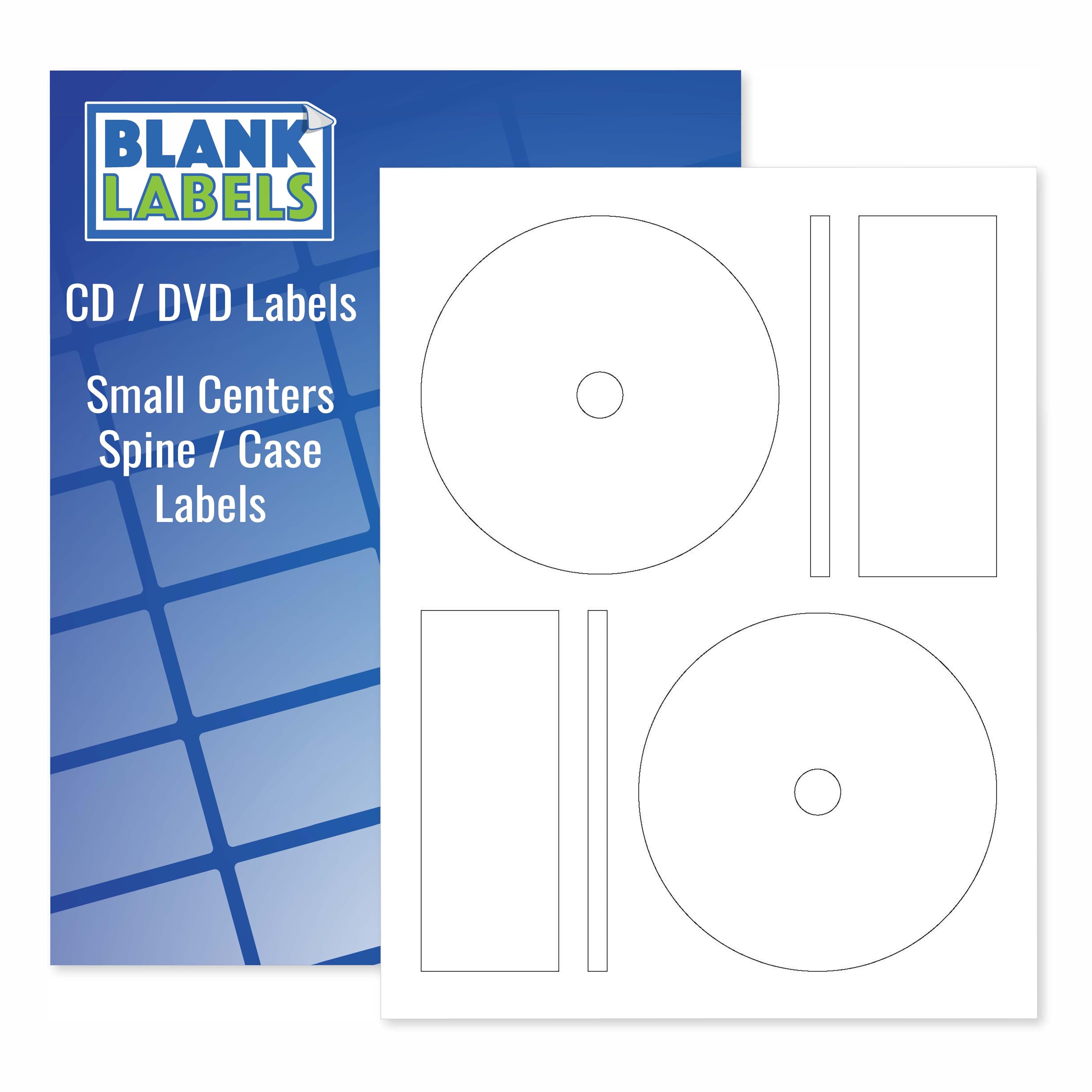CD/DVD Label Full Face | Qty 20 Disc, 40 Spine | 10 Sheets Total | Permanent White Matte | Inkjet & Laser Compatible | Fits Standard Discs | Blank Label