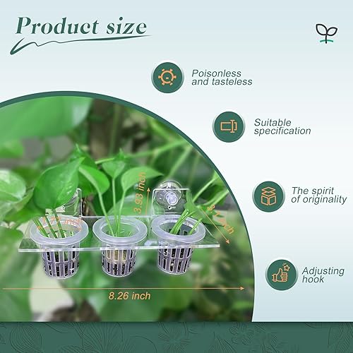 Miniatura 2 de Soporte de acrílico para plantas de acuario, soporte para plantas acuáticas, maceta ajustable con ventosa para colgar cultivo y decoración de