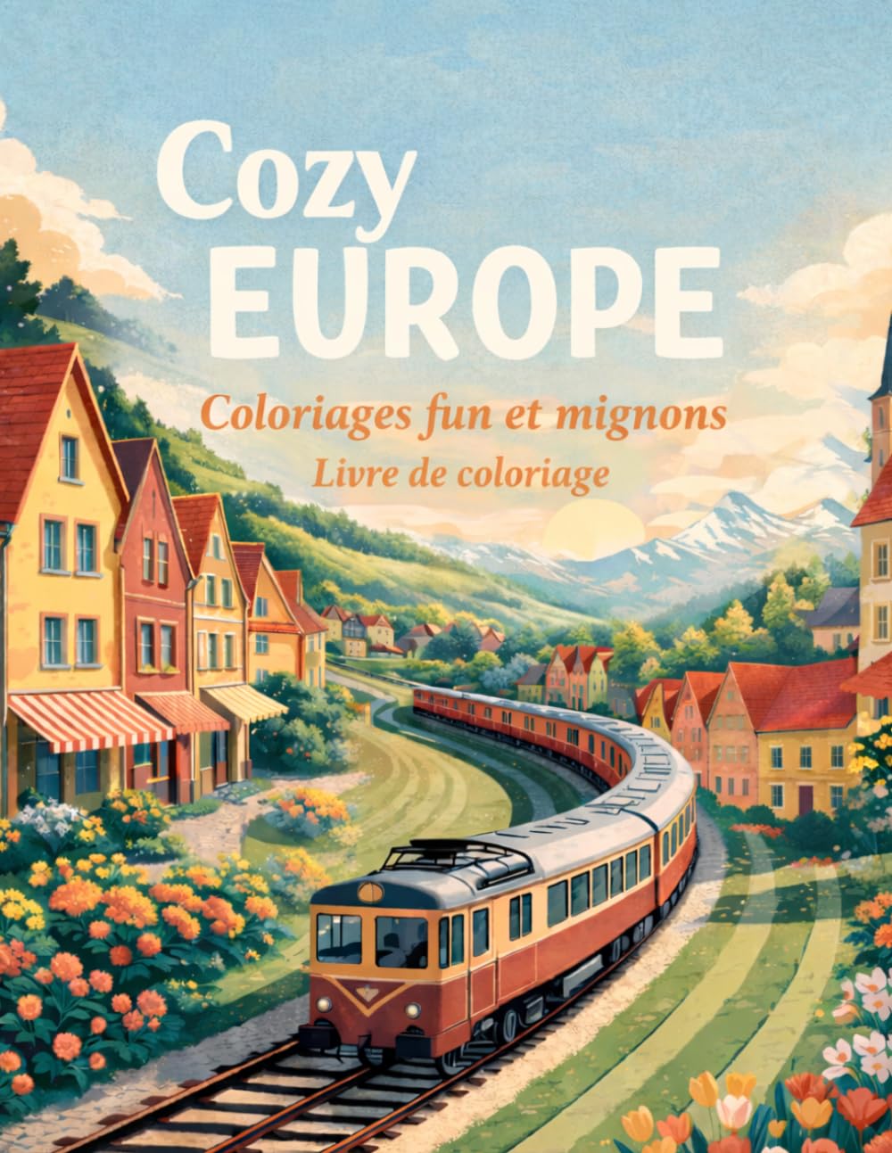 Cozy Europe – Livre de coloriage facile et relaxant: Voyage relaxant à travers l’Europe : cafés charmants, villages pittoresques, paysages doux et moments cocooning à colorier