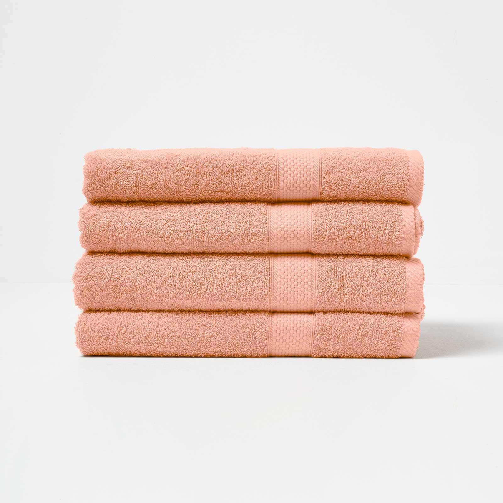 HOMESCAPES Peach Turkish Cotton Set of 4 Bath Towels Super Soft Thick & Absorbent 500 GSM Towel Heavy Weight for everyday Luxury