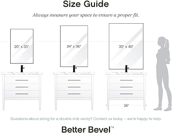 Better Bevel 20 x 30 Rectangle Framed Mirror | Bathroom Wall Mirror | Made in USA | Steel Frame, White Finish