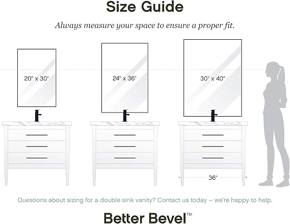 Better Bevel 20 x 30 Rectangle Framed Mirror | Bathroom Wall Mirror | Made in USA | Steel Frame, White Finish