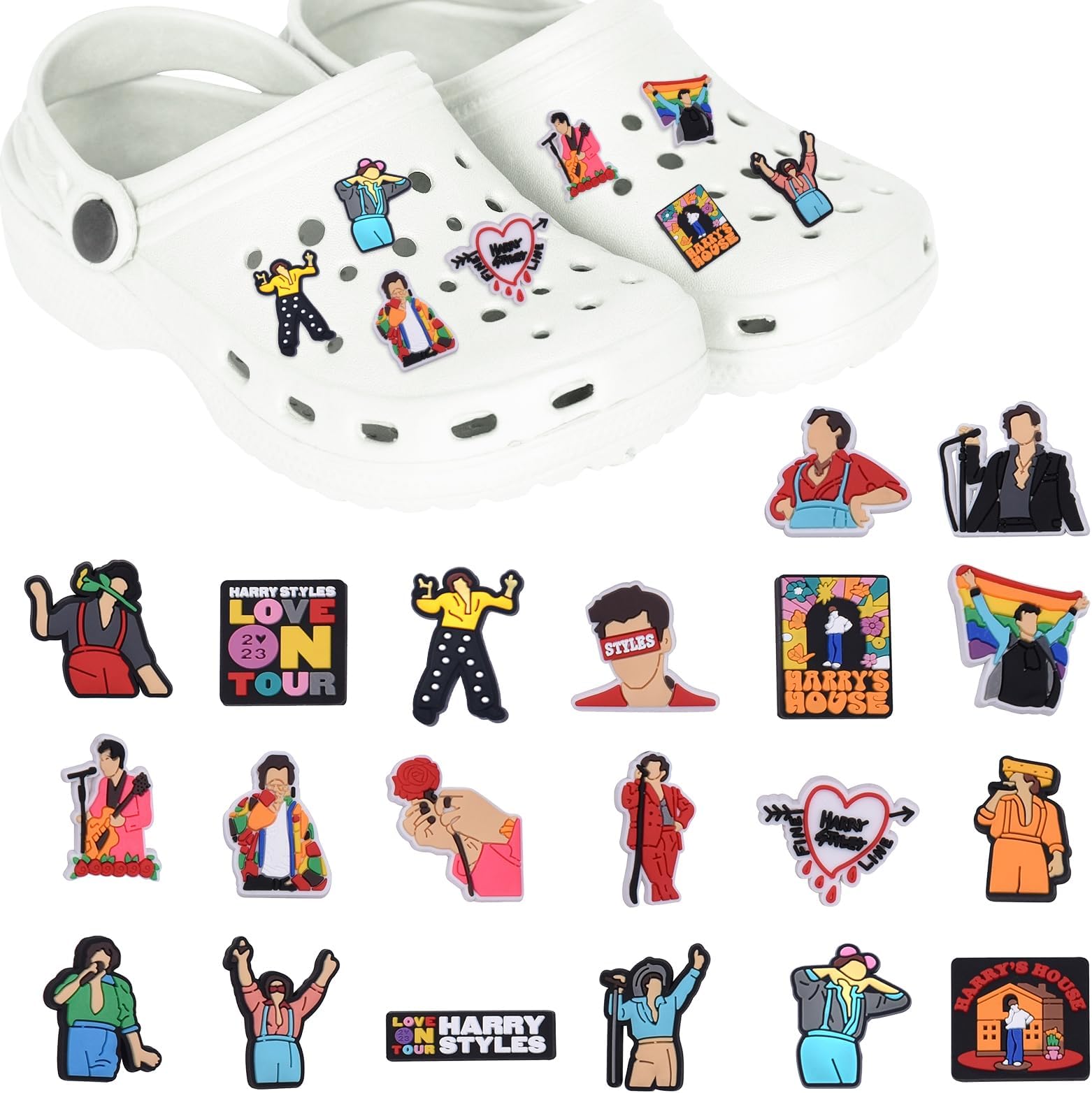 INBOLM Harry Styles Shoe Charms - 20 PCS, Decoration Charms for Harry Singer, Birthday Gifts & Party Supplies