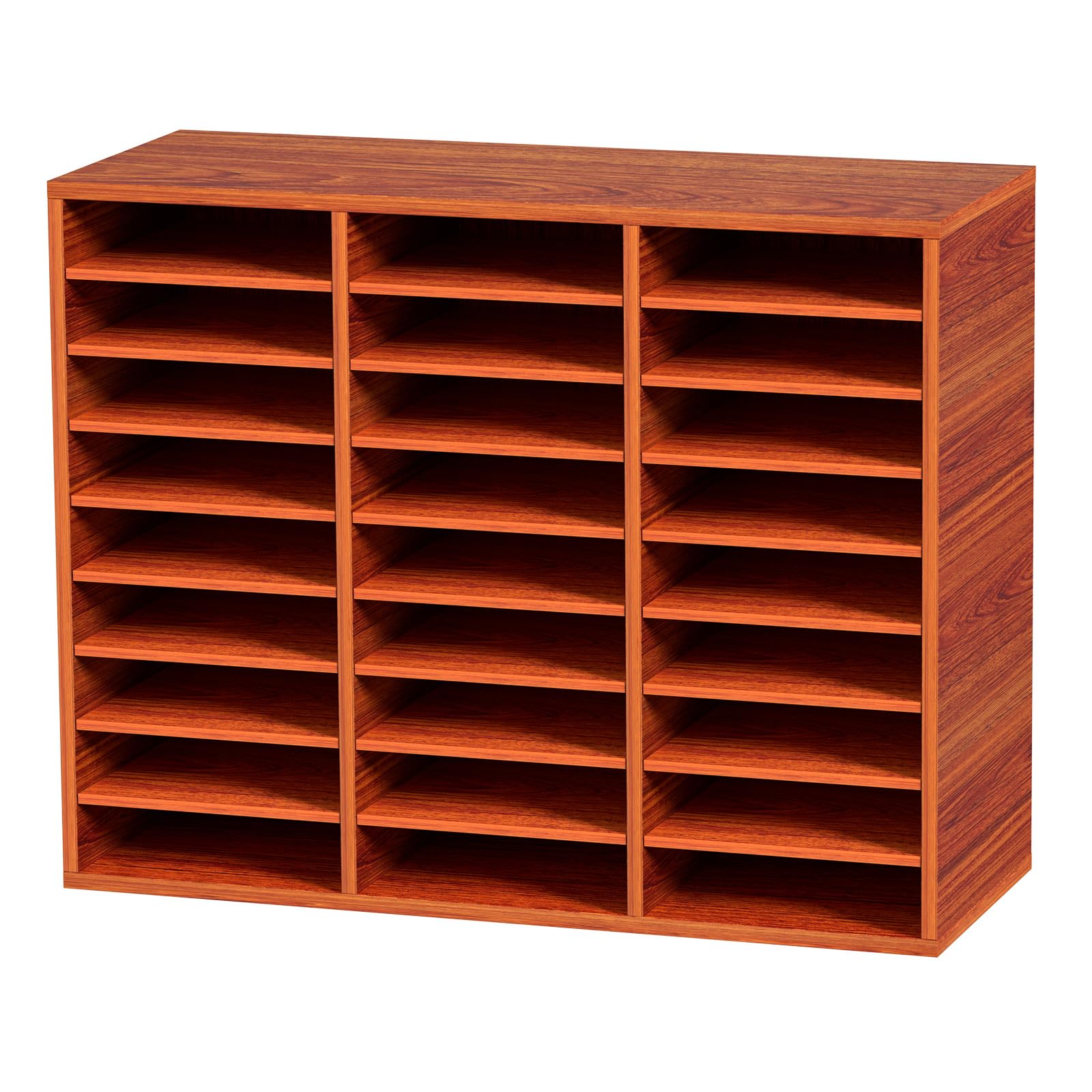 VEVOR Organisateur de Bureau en Bois 80x30,5x63 cm, Trieur de Fichiers à 27 Compartiments, Meuble à Courrier en MDF, Étagères Amovibles, Classeur pour Ranger Papiers Magazines Bureau École, Marron