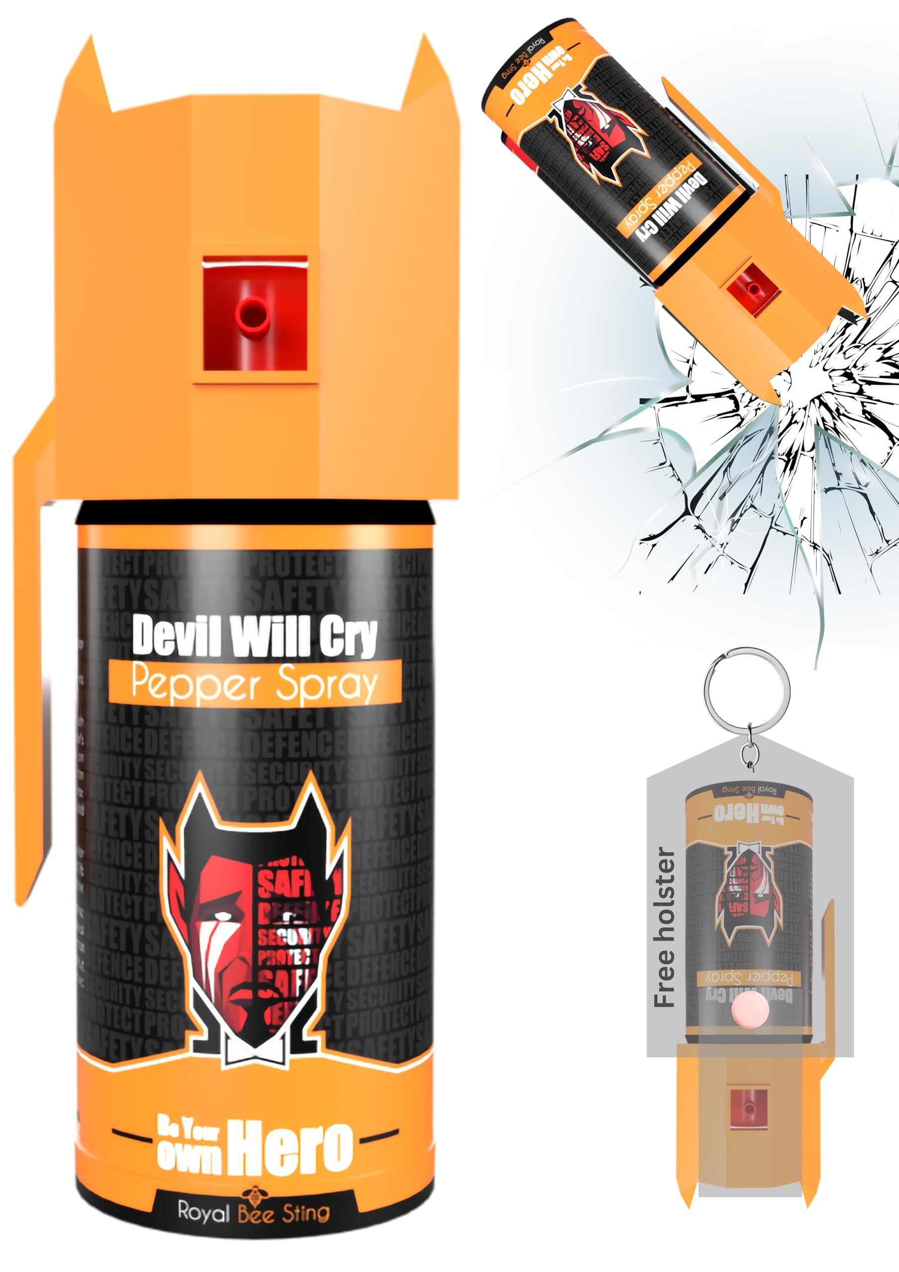 DEVIL Will Cry Superior Pepper Spray Glass Breaker Knuckle Cap 3-in-1 Royal Bee Sting Self-Defense Gadget – Orange-picture-30