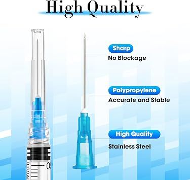 20Pack Plastic Tube Lab Dispensing Tools, 3ml Syringes with 23G 25MM, Individually Packaged, Lab Syringe for Refilling and Measuring Liquids, Scientific Labs Experiment