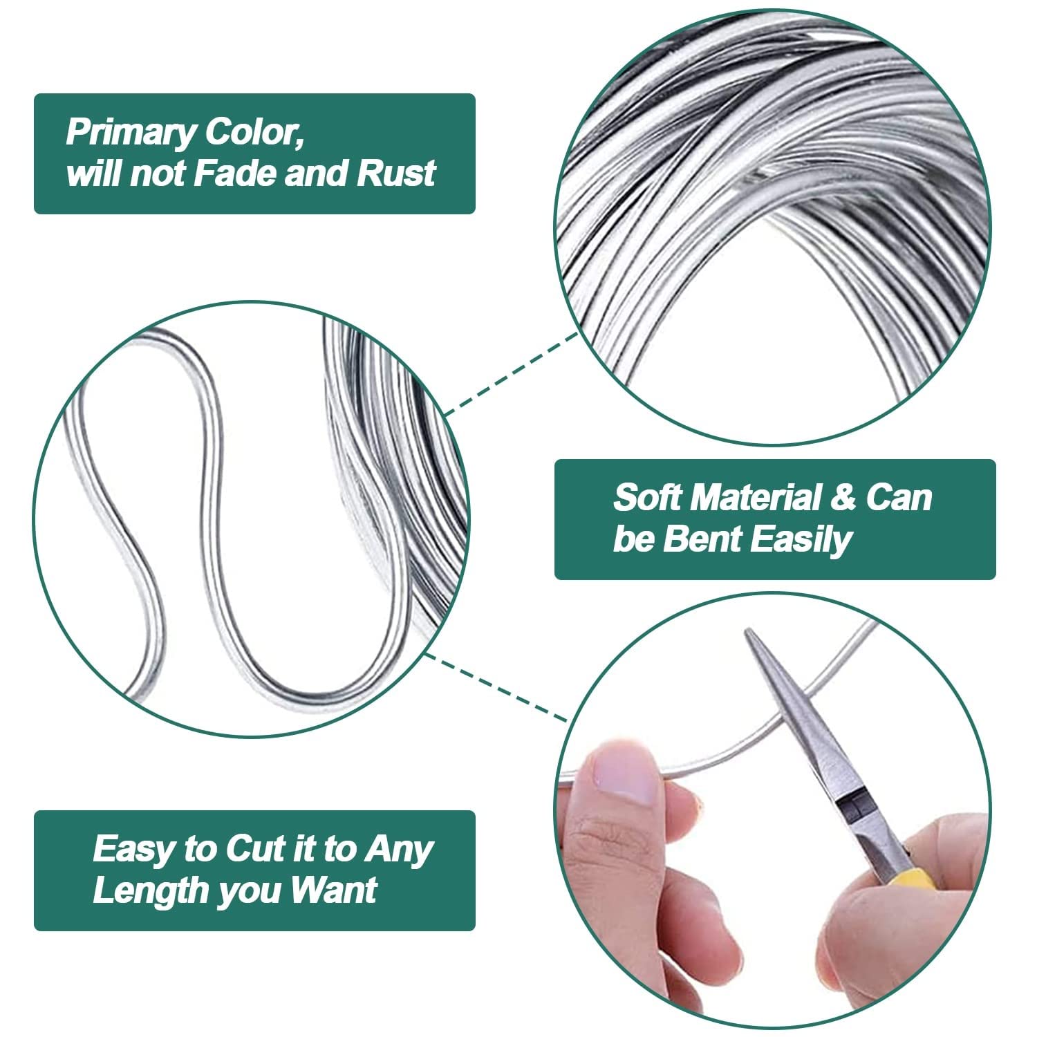 1 Mm Aluminium-Basteldrahtrolle – 30 M Flexibles DIY-Modelliermetall for Die Schmuckherstellung(0.5mm)
